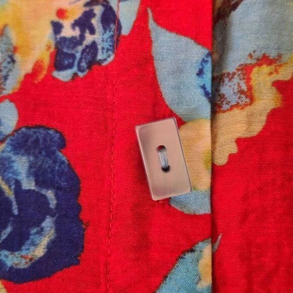 Multiples Women's Floral Long Sleeve Pleated Tunic Top Blouse Red Blue Size 1X - Picture 6 of 13